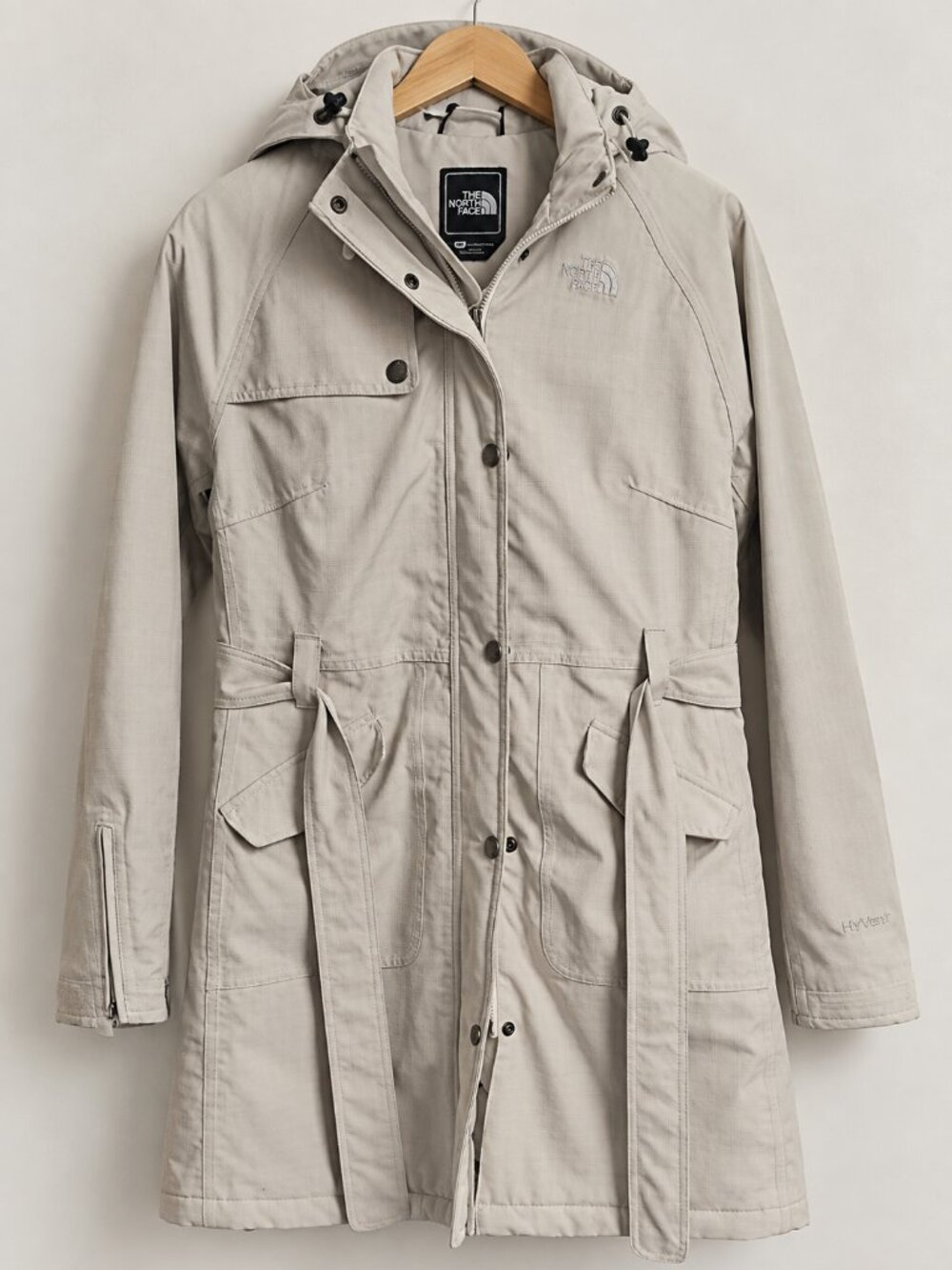 Women’s North Face HyVent Waterproof Hooded Trench – Tan